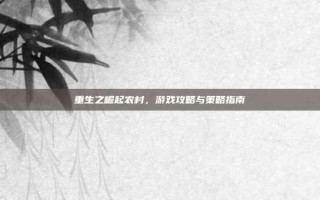重生之崛起农村，游戏攻略与策略指南