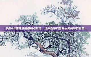 掌握85级狂战刷图加点技巧，让你在游戏世界中更加游刃有余！