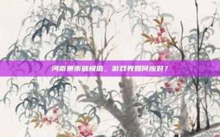 河南暴雨破极值，游戏界如何应对？