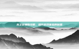 龙之谷辅助攻略，提升游戏体验的秘籍