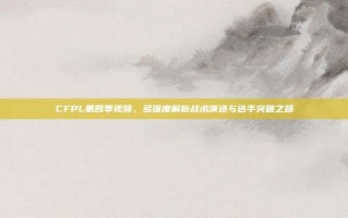 CFPL第四季视频，多维度解析战术演进与选手突破之路