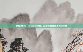 掌握2K13 iOS游戏攻略，让你在篮球场上无往不胜