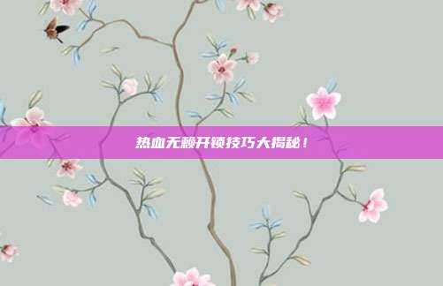 热血无赖开锁技巧大揭秘!-第1张图片-速奇网 热血无赖开锁技巧大揭秘!-第1张图片-速奇网