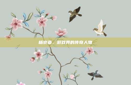 杨京亚,游戏界的传奇人物-第1张图片-速奇网 杨京亚,游戏界的传奇人物-第1张图片-速奇网