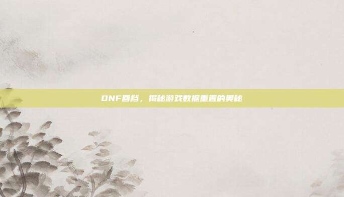 DNF回档,揭秘游戏数据重置的奥秘-第1张图片-速奇网 DNF回档,揭秘游戏数据重置的奥秘-第1张图片-速奇网