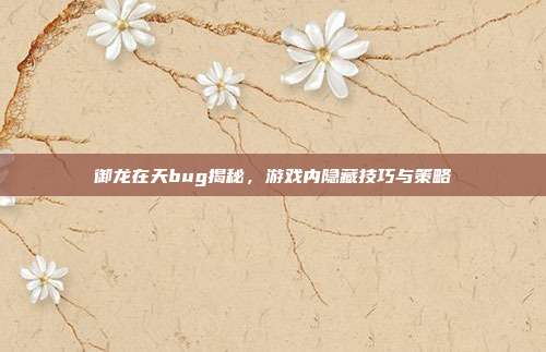 御龙在天bug揭秘,游戏内隐藏技巧与策略-第1张图片-速奇网 御龙在天bug揭秘,游戏内隐藏技巧与策略-第1张图片-速奇网