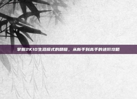 掌握2K10生涯模式的精髓,从新手到高手的进阶攻略-第1张图片-速奇网 掌握2K10生涯模式的精髓,从新手到高手的进阶攻略-第1张图片-速奇网