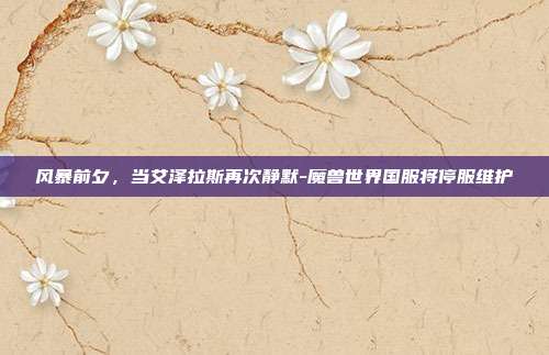 风暴前夕,当艾泽拉斯再次静默-魔兽世界国服将停服维护-第1张图片-速奇网 风暴前夕,当艾泽拉斯再次静默-魔兽世界国服将停服维护-第1张图片-速奇网
