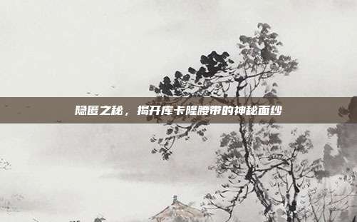 隐匿之秘,揭开库卡隆腰带的神秘面纱-第1张图片-速奇网 隐匿之秘,揭开库卡隆腰带的神秘面纱-第1张图片-速奇网