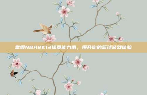 掌握NBA2K13球员能力值,提升你的篮球游戏体验-第1张图片-速奇网 掌握NBA2K13球员能力值,提升你的篮球游戏体验-第1张图片-速奇网