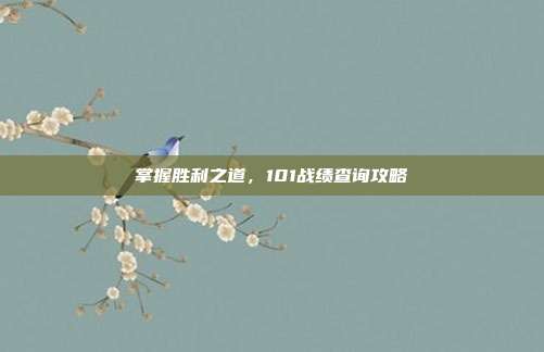 掌握胜利之道，101战绩查询攻略-第1张图片-速奇网