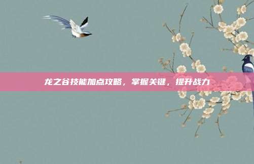 龙之谷技能加点攻略,掌握关键,提升战力-第1张图片-速奇网 龙之谷技能加点攻略,掌握关键,提升战力-第1张图片-速奇网