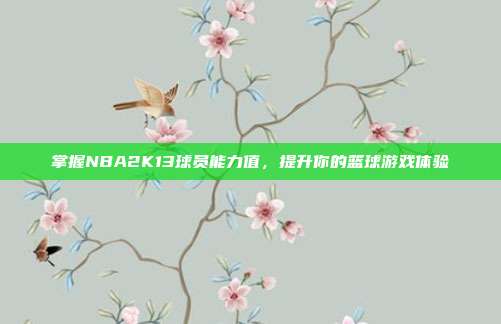 掌握NBA2K13球员能力值，提升你的篮球游戏体验-第1张图片-速奇网