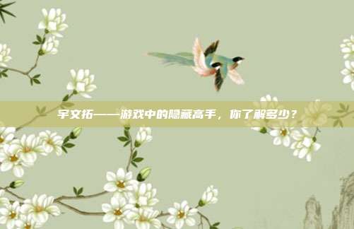 宇文拓——游戏中的隐藏高手，你了解多少？-第1张图片-速奇网