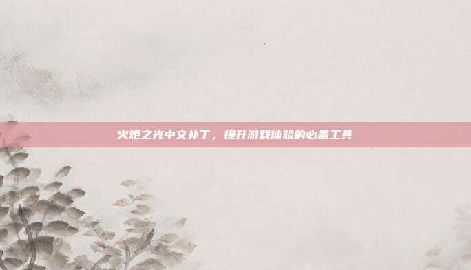 火炬之光中文补丁,提升游戏体验的必备工具-第1张图片-速奇网 火炬之光中文补丁,提升游戏体验的必备工具-第1张图片-速奇网