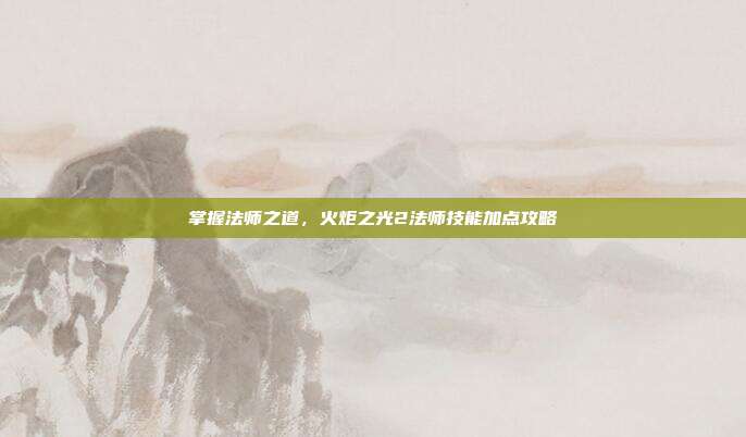 掌握法师之道，火炬之光2法师技能加点攻略-第1张图片-速奇网