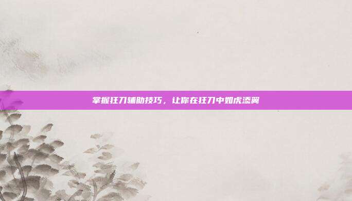 掌握狂刀辅助技巧,让你在狂刀中如虎添翼-第1张图片-速奇网 掌握狂刀辅助技巧,让你在狂刀中如虎添翼-第1张图片-速奇网