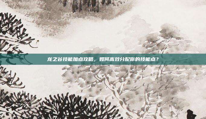 龙之谷技能加点攻略,如何高效分配你的技能点?-第1张图片-速奇网 龙之谷技能加点攻略,如何高效分配你的技能点?-第1张图片-速奇网
