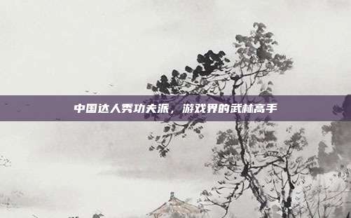 中国达人秀功夫派,游戏界的武林高手-第1张图片-速奇网 中国达人秀功夫派,游戏界的武林高手-第1张图片-速奇网