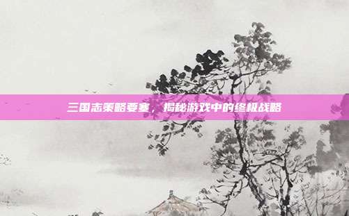 三国志策略要塞,揭秘游戏中的终极战略-第1张图片-速奇网 三国志策略要塞,揭秘游戏中的终极战略-第1张图片-速奇网
