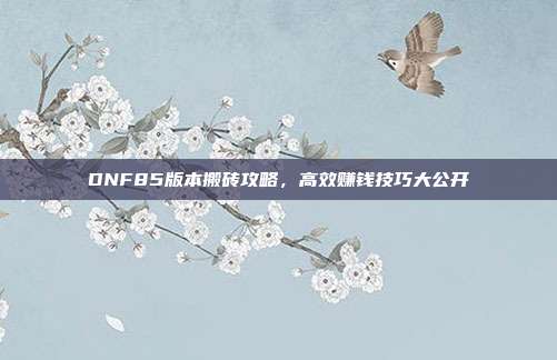 DNF85版本搬砖攻略，高效赚钱技巧大公开-第1张图片-速奇网