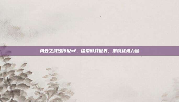 风云之武魂传说sf,探索游戏世界,解锁终极力量-第1张图片-速奇网 风云之武魂传说sf,探索游戏世界,解锁终极力量-第1张图片-速奇网