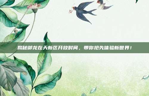 揭秘御龙在天新区开放时间,带你抢先体验新世界!-第1张图片-速奇网 揭秘御龙在天新区开放时间,带你抢先体验新世界!-第1张图片-速奇网