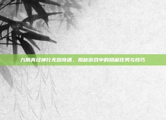九阴真经神行无踪奇遇,揭秘游戏中的隐藏任务与技巧-第1张图片-速奇网 九阴真经神行无踪奇遇,揭秘游戏中的隐藏任务与技巧-第1张图片-速奇网