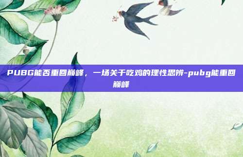 PUBG能否重回巅峰,一场关于吃鸡的理性思辨-pubg能重回巅峰-第1张图片-速奇网 PUBG能否重回巅峰,一场关于吃鸡的理性思辨-pubg能重回巅峰-第1张图片-速奇网