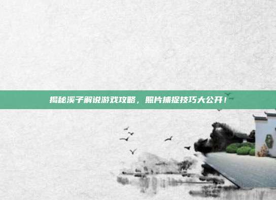 揭秘溪子解说游戏攻略，照片捕捉技巧大公开！-第1张图片-速奇网