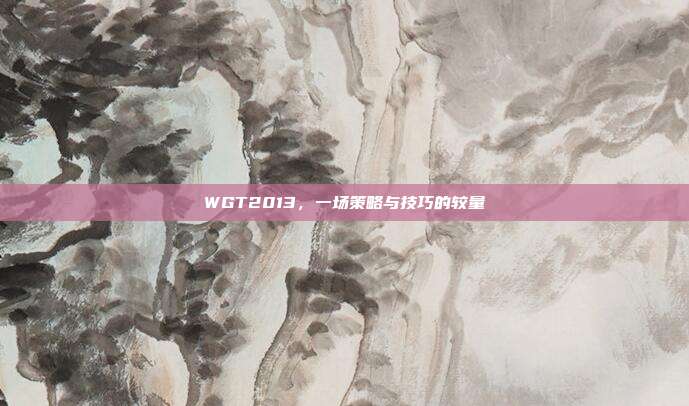 WGT2013,一场策略与技巧的较量-第1张图片-速奇网 WGT2013,一场策略与技巧的较量-第1张图片-速奇网