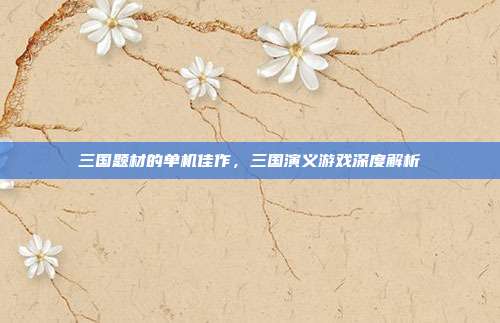 三国题材的单机佳作，三国演义游戏深度解析-第1张图片-速奇网