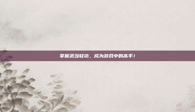 掌握武当轻功，成为游戏中的高手！-第1张图片-速奇网