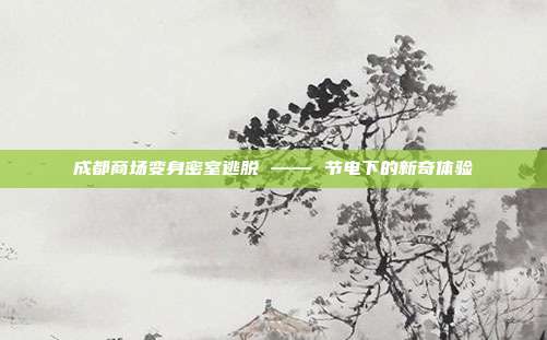 成都商场变身密室逃脱 —— 节电下的新奇体验-第1张图片-速奇网 成都商场变身密室逃脱 —— 节电下的新奇体验-第1张图片-速奇网