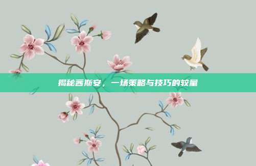 揭秘茜斯安,一场策略与技巧的较量-第1张图片-速奇网 揭秘茜斯安,一场策略与技巧的较量-第1张图片-速奇网