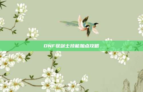 DNF驭剑士技能加点攻略-第1张图片-速奇网 DNF驭剑士技能加点攻略-第1张图片-速奇网