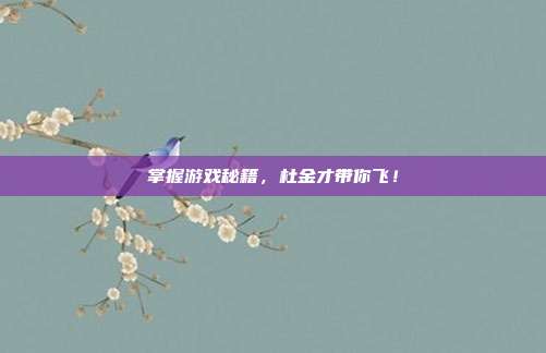 掌握游戏秘籍，杜金才带你飞！-第1张图片-速奇网