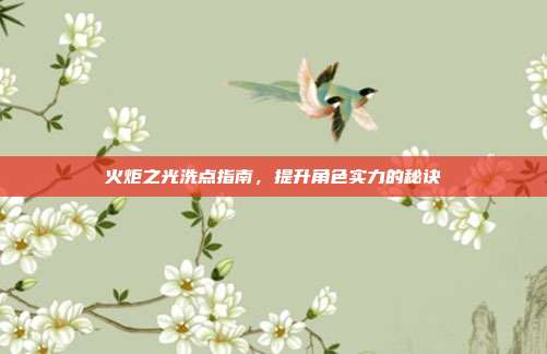 火炬之光洗点指南,提升角色实力的秘诀-第1张图片-速奇网 火炬之光洗点指南,提升角色实力的秘诀-第1张图片-速奇网