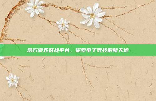 浩方游戏对战平台，探索电子竞技的新天地-第1张图片-速奇网