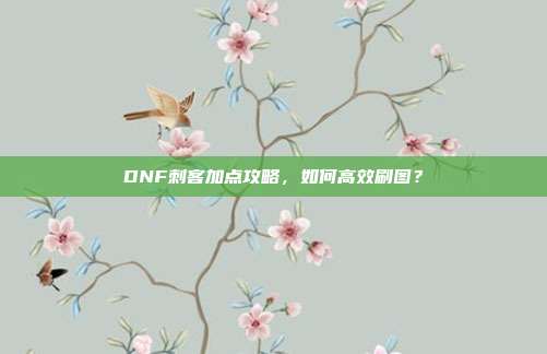 DNF刺客加点攻略,如何高效刷图?-第1张图片-速奇网 DNF刺客加点攻略,如何高效刷图?-第1张图片-速奇网