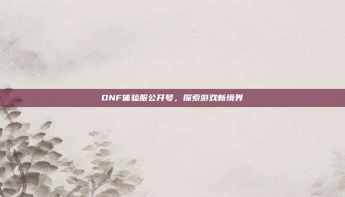 DNF体验服公开号,探索游戏新境界-第1张图片-速奇网 DNF体验服公开号,探索游戏新境界-第1张图片-速奇网