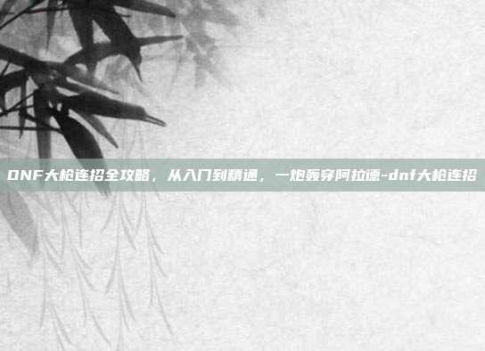 DNF大枪连招全攻略,从入门到精通,一炮轰穿阿拉德-dnf大枪连招-第1张图片-速奇网 DNF大枪连招全攻略,从入门到精通,一炮轰穿阿拉德-dnf大枪连招-第1张图片-速奇网