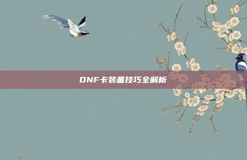 DNF卡装备技巧全解析-第1张图片-速奇网 DNF卡装备技巧全解析-第1张图片-速奇网