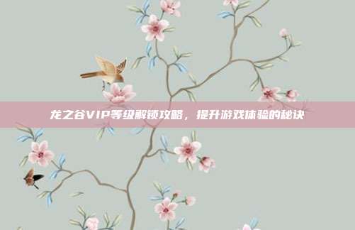 龙之谷VIP等级解锁攻略,提升游戏体验的秘诀-第1张图片-速奇网 龙之谷VIP等级解锁攻略,提升游戏体验的秘诀-第1张图片-速奇网