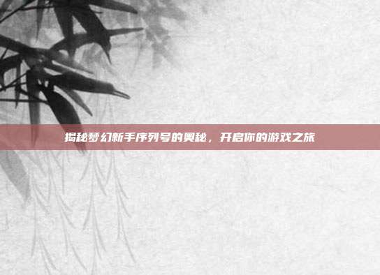 揭秘梦幻新手序列号的奥秘，开启你的游戏之旅-第1张图片-速奇网
