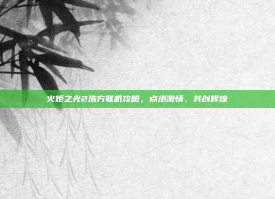 火炬之光2浩方联机攻略,点燃激情,共创辉煌-第1张图片-速奇网 火炬之光2浩方联机攻略,点燃激情,共创辉煌-第1张图片-速奇网