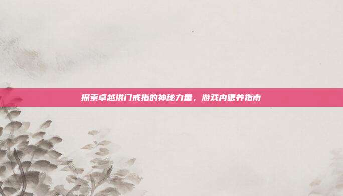 探索卓越洪门戒指的神秘力量,游戏内喂养指南-第1张图片-速奇网 探索卓越洪门戒指的神秘力量,游戏内喂养指南-第1张图片-速奇网