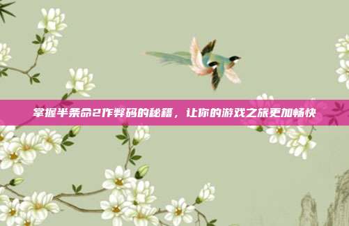 掌握半条命2作弊码的秘籍，让你的游戏之旅更加畅快-第1张图片-速奇网