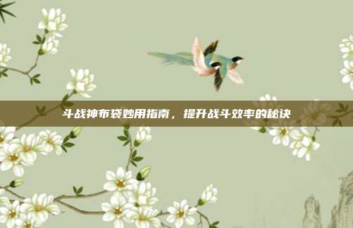 斗战神布袋妙用指南，提升战斗效率的秘诀-第1张图片-速奇网