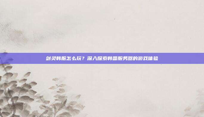 剑灵韩服怎么玩?深入探索韩国服务器的游戏体验-第1张图片-速奇网 剑灵韩服怎么玩?深入探索韩国服务器的游戏体验-第1张图片-速奇网
